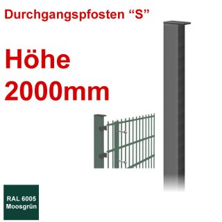 Durchgangspfosten "S" zum Einbetonieren Höhe 2000mm - Moosgrün 6005