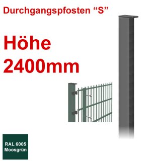 Durchgangspfosten "S" zum Einbetonieren Höhe 2400mm - Moosgrün 6005