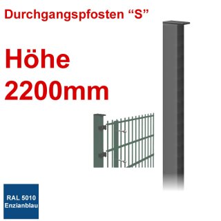 Durchgangspfosten "S" zum Einbetonieren Höhe 2200mm - Enzianblau 5010