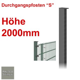 Durchgangspfosten "S" zum Einbetonieren Höhe 2000mm - Steingrau 7030