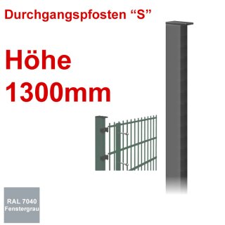 Durchgangspfosten "S" zum Einbetonieren Höhe 1300mm - Fenstergrau 7040