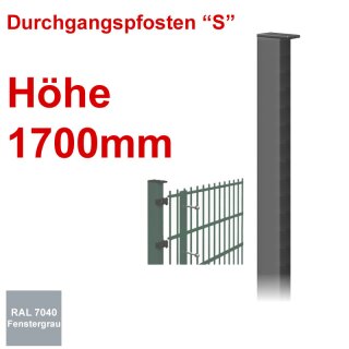 Durchgangspfosten "S" zum Einbetonieren Höhe 1700mm - Fenstergrau 7040