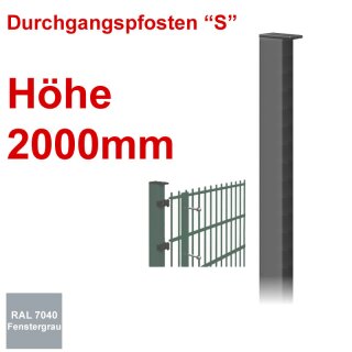 Durchgangspfosten "S" zum Einbetonieren Höhe 2000mm - Fenstergrau 7040