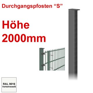 Durchgangspfosten "S" zum Einbetonieren Höhe 2000mm - Verkehrsweiß 9016