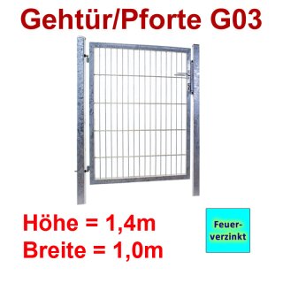 Industrie Stahl-Gehtür/Pforte G03, Feuerverzinkt, 1400mm Flügelhöhe, 1000mm Breite zwischen den Pfosten