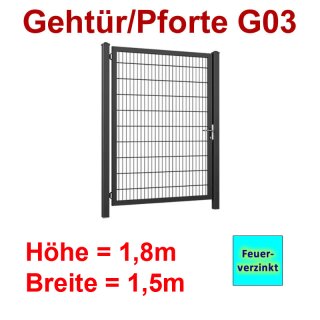 Industrie Stahl-Gehtür/Pforte G03, Feuerverzinkt, 1800mm Flügelhöhe, 1500mm Breite zwischen den Pfosten
