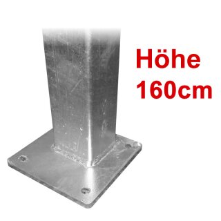 Stahlsäule 80x80mm VZ mit Grundplatte zum Aufschrauben, Länge 160cm