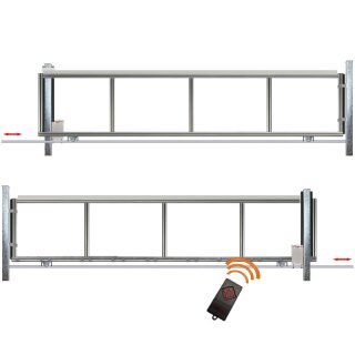 Schiebetor Hoftor Bausatz Bodengeführt zum Aufschrauben H=100, B=430, mit Antrieb