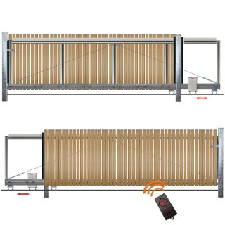 Schiebetor Hoftor Bausatz Freitragend H=80, B=370, mit E-Antrieb