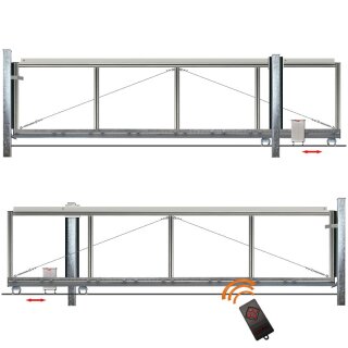 Schiebetor Hoftor Bausatz Freitragend H=80, B=270, mit E-Antrieb