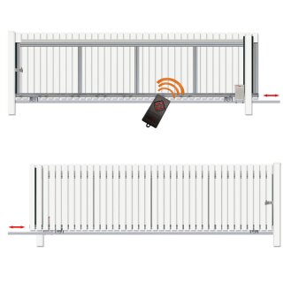 Schiebetor Hoftor Bausatz Bodengeführt H=100, B=430, mit E-Antrieb Einbetonieren