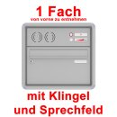 Briefkasten 1 Fach mit Klingel und Sprechfeld, von vorne...