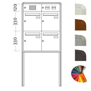 Briefkasten Freistehend Standard - 4 Fach