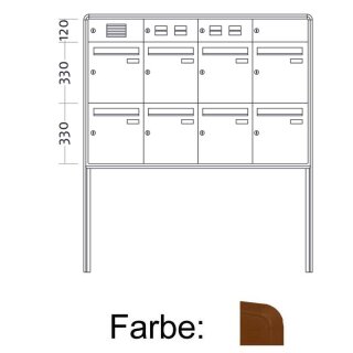 Briefkasten Freistehend Standard - 9 Fach Braun