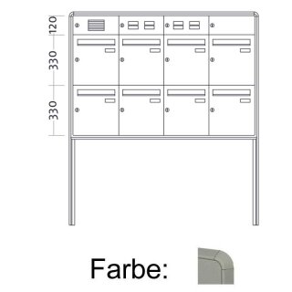 Briefkasten Freistehend Standard - 9 Fach Weiß Aluminium