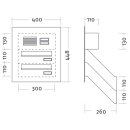 Briefkasten Türseitenteil Standard - 4 Fach, 2 reihig