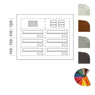 Briefkasten Türseitenteil Standard - 6 Fach, 2 reihig