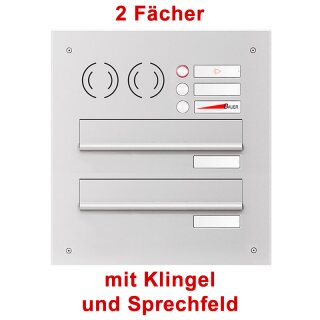 Briefkasten 2 Fächer mit Klingel, Sprechfeld und Durchwurfkasten "Rom"