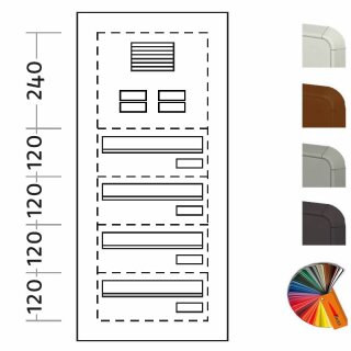 Briefkasten Türseitenteil schmal - 4 Fach,