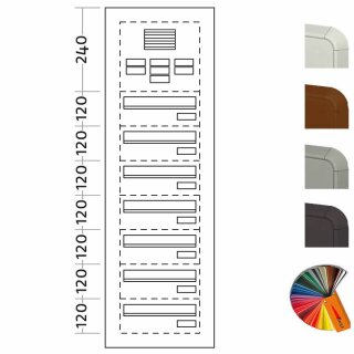 Briefkasten Türseitenteil schmal - 7 Fach,