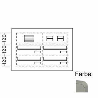 Briefkasten Türseitenteil schmal - 4 Fach, Weiß Aluminium
