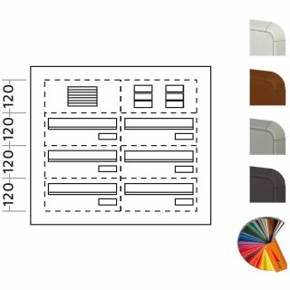 Briefkasten Türseitenteil tief - 6 Fach,
