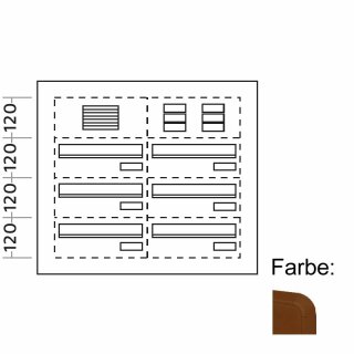 Briefkasten Türseitenteil tief - 6 Fach, Braun