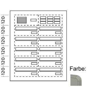 Briefkasten Türseitenteil tief - 10 Fach, Weiß Aluminium