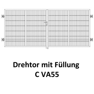 Drehtor C VA55, 2-flügelig für private Zaunsysteme