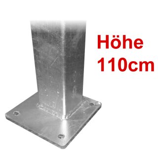 Stahlsäule 80x80mm VZ mit Grundplatte zum Aufschrauben, Länge 110cm