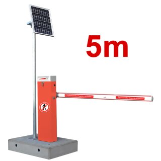 Mobile Komplettschranke MBAR 5m mit Fertigfundament (Akku+Solar)