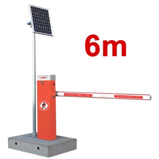 Mobile Komplettschranke MBAR 6m mit Fertigfundament (Akku+Solar)