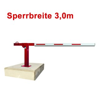 Mobile Schranke Handbetätigt Sperrbreite 3,0m mit Fertigfundament