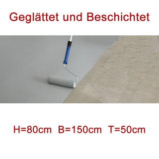 Aufpreis für Ausführung geglättet und mit Betonfarbe beschichtet -  H=80cm B=150cm T=50cm