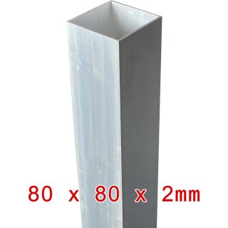 Aluminium Rechteckrohr 80x80x2mm, Länge 1800mm