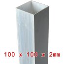 Aluminium Rechteckrohr 100x100x2mm, Länge 1800mm