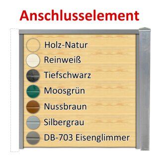 Sichtschutzzaun Bausatz Anschlusselement Alu-Natur H=1800mm, B=1580mm, Pfosten zum Einbetonieren