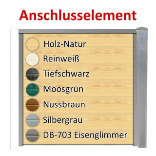 Sichtschutzzaun Bausatz Anschlusselement Alu-Natur H=1800mm, B=1660mm, Pfosten für vorhandenes Fundament