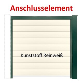 Sichtschutzzaun Bausatz Anschlusselement Alu-Natur H=1800mm, B=1660mm, Pfosten für vorhandenes Fundament Moosgrün, Füllung Kunststoff Reinweiß