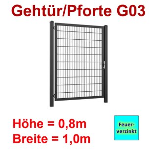 Industrie Stahl-Gehtür/Pforte G03, Feuerverzinkt, 800mm Flügelhöhe, 1000mm Breite zwischen den Pfosten