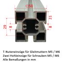 T-Nut Aluprofil 50x50mm, Länge 1400mm