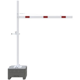 Höhenbegrenzer Mobil, Rot/Weiß, Breite 2500 mm, mit Profilzylinderschloss