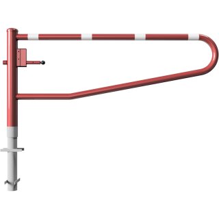 Drehbare Handschranke, Breite 2000 mm, Rot/Weiß, für Profilzylinderschloss