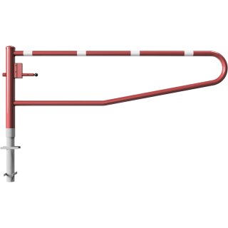 Drehbare Handschranke, Breite 2500 mm, Rot/Weiß, für Profilzylinderschloss