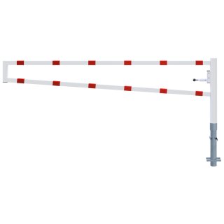 Drehbare Handschranke, Breite 3000 mm, Rot/Weiß, für Vorhangschloss