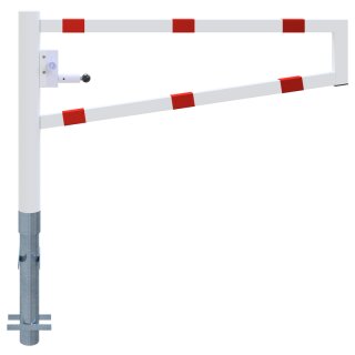 Drehbare Handschranke, Breite 1500 mm, Rot/Weiß, für Dreikantverschluss