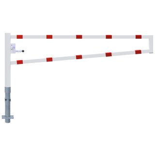 Drehbare Handschranke, Breite 2500 mm, Rot/Weiß, für Dreikantverschluss