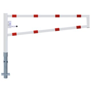 Drehbare Handschranke, Breite 2000 mm, Rot/Weiß, für Dreikantverschluss