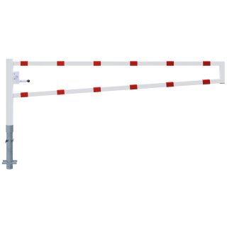 Drehbare Handschranke, Breite 3000 mm, Rot/Weiß, für Dreikantverschluss