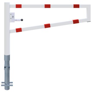 Drehbare Handschranke, Breite 1500 mm, Rot/Weiß, für Profilzylinderschloss